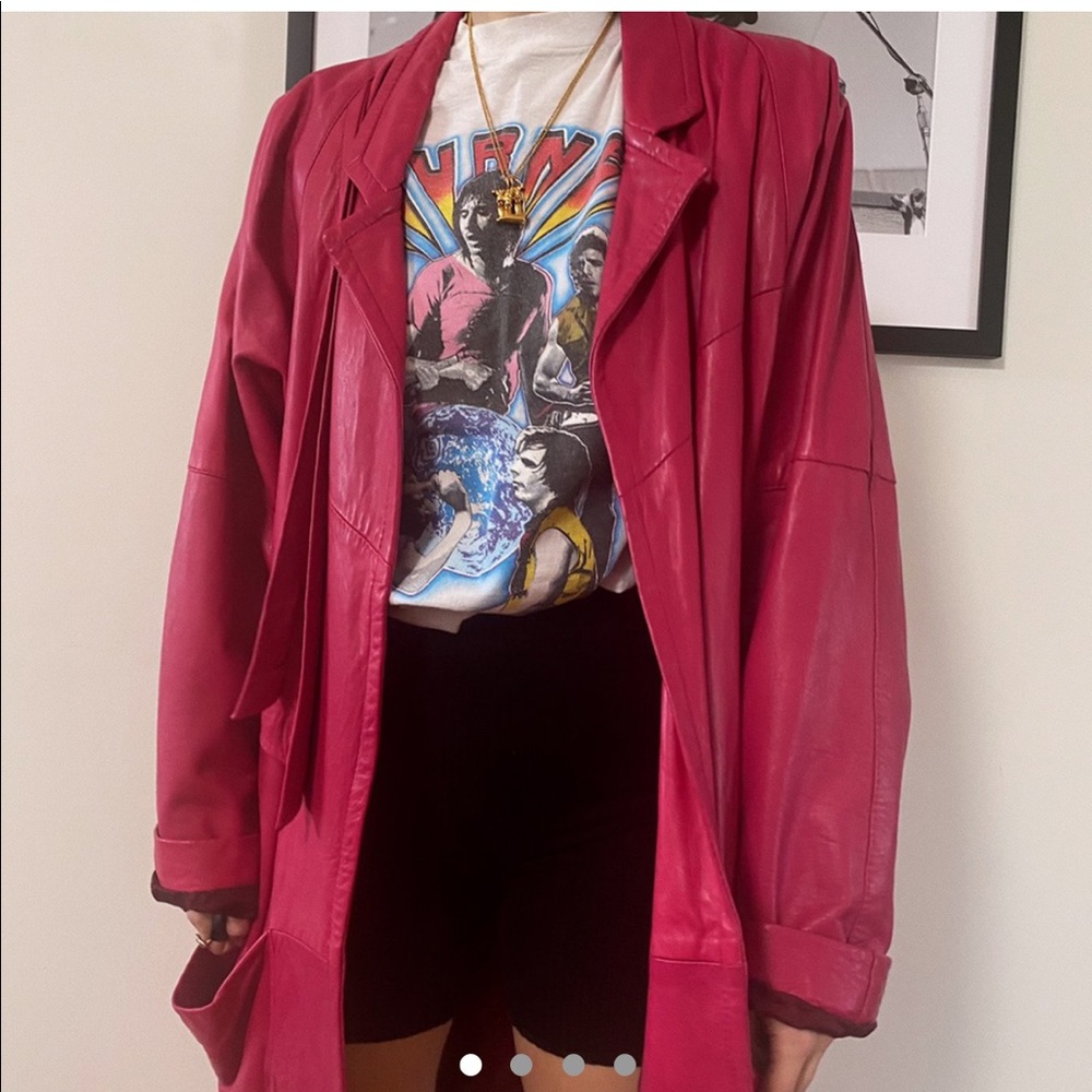 Vintage Pink Leather Trench - M